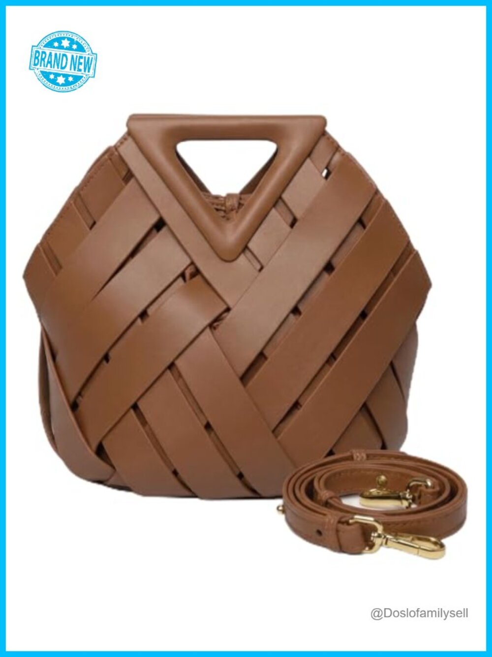 Genuine Vegan Leather Woven Crossbody Bag Top Handle Hobo Handbag - Picture 1 of 6